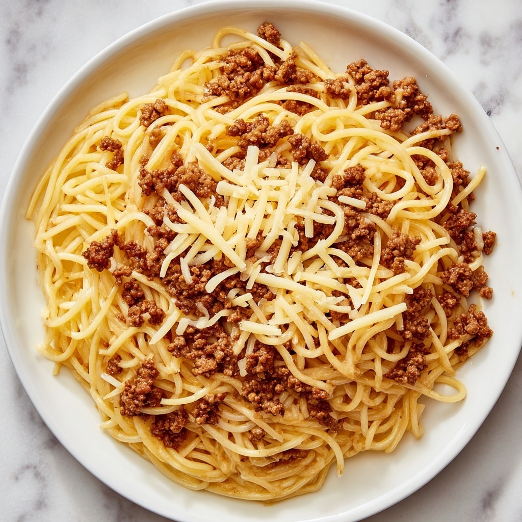 Cheesy Garlic Butter Linguine with Savory Ground Beef Recipe - Recipe Image