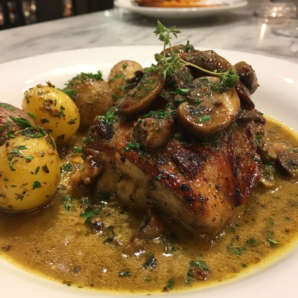 Savory Chicken with Mushrooms and Potatoes Recipe - Recipe Image