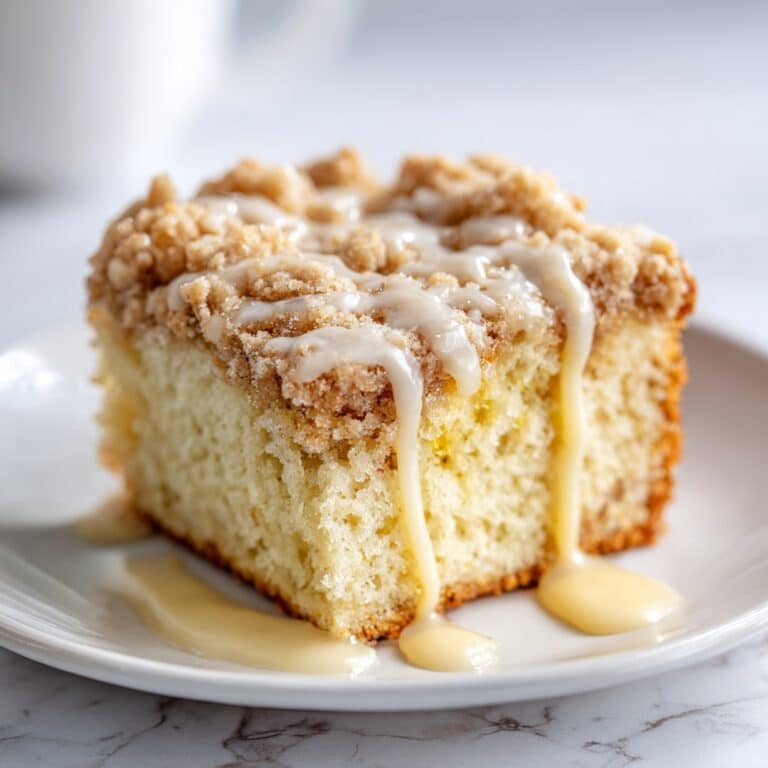 Rhubarb Streusel Cake with Warm Vanilla Sauce Recipe