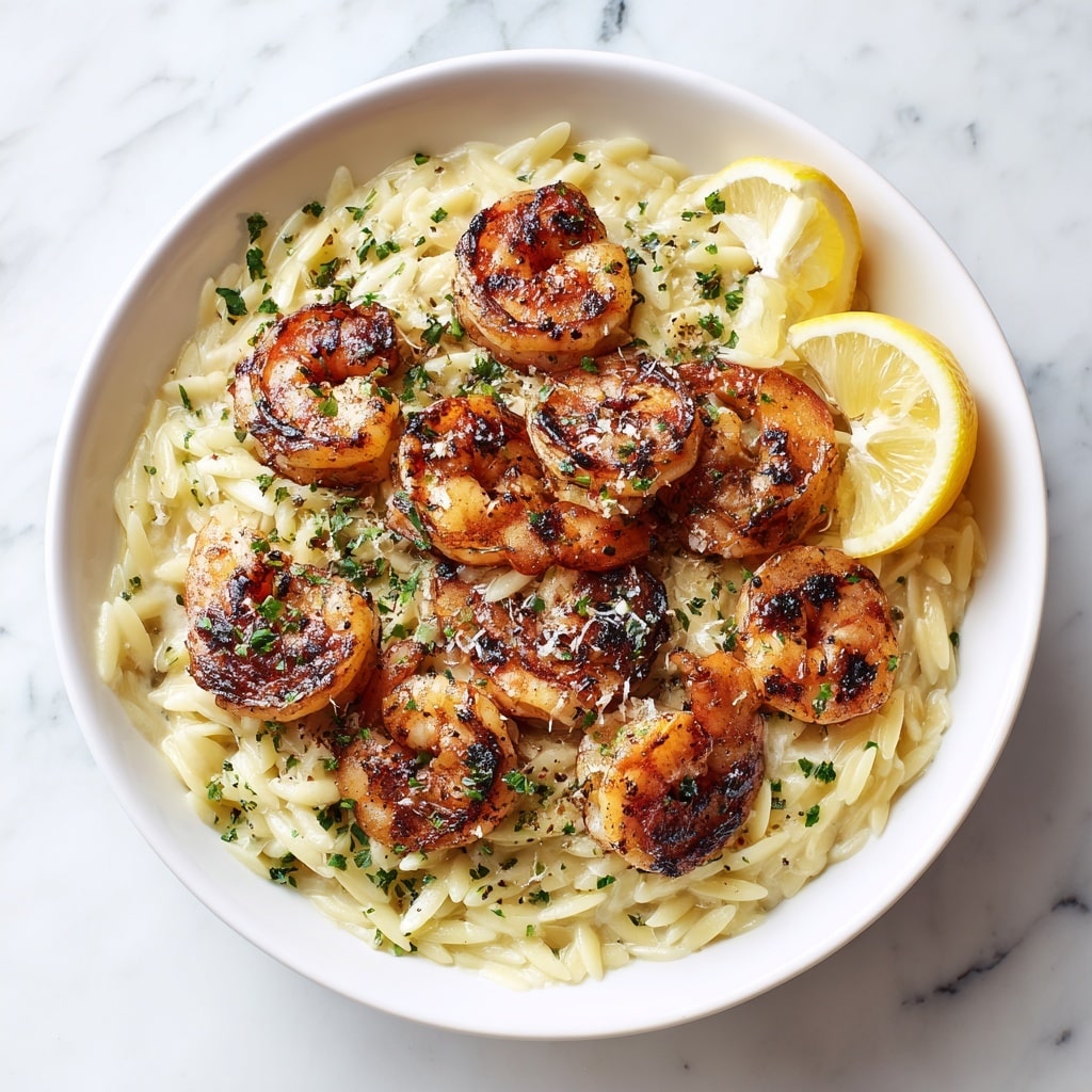 Shrimp Orzo with Lemon Garlic Sauce Recipe - Recipe Image