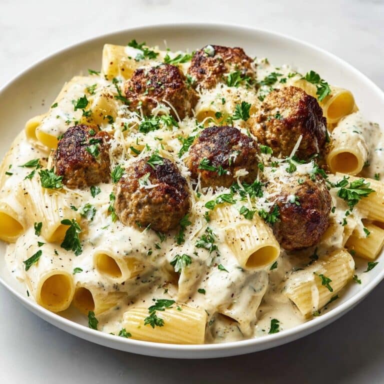 Garlic Sausage Alfredo Rigatoni Recipe