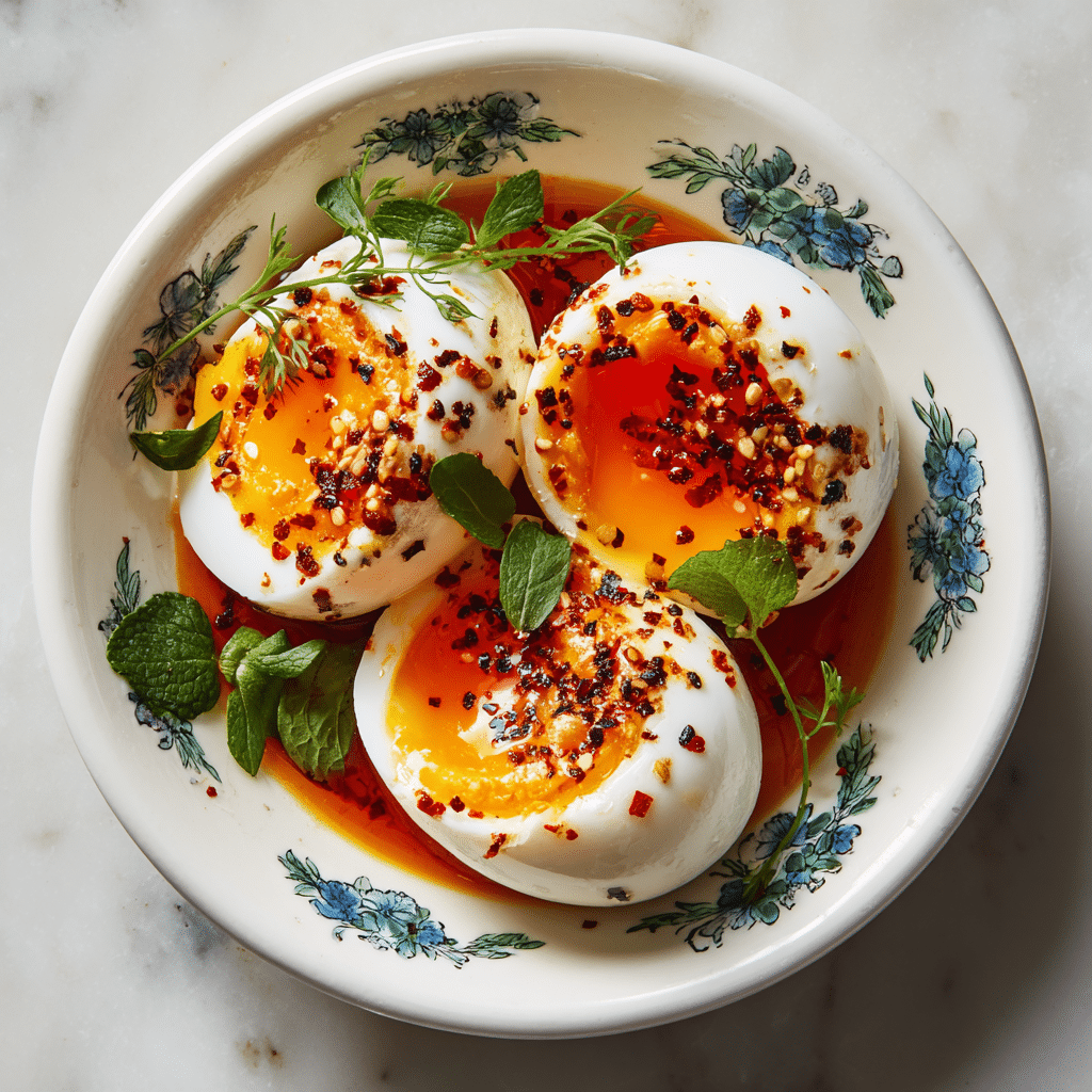Turkish Eggs (Cilbir) with Spiced Butter and Fresh Herbs Recipe - Recipe Image