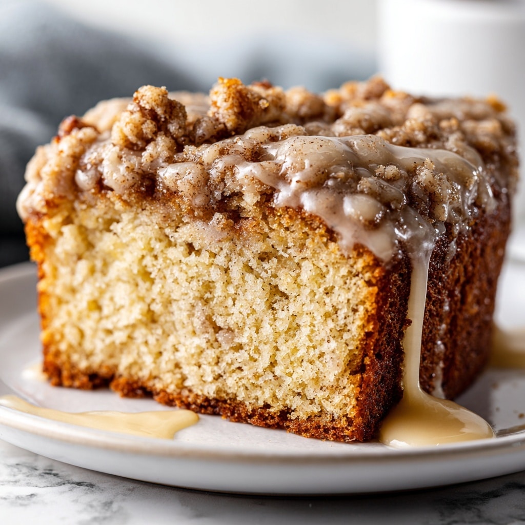 Rhubarb Streusel Cake with Warm Vanilla Sauce Recipe - Recipe Image