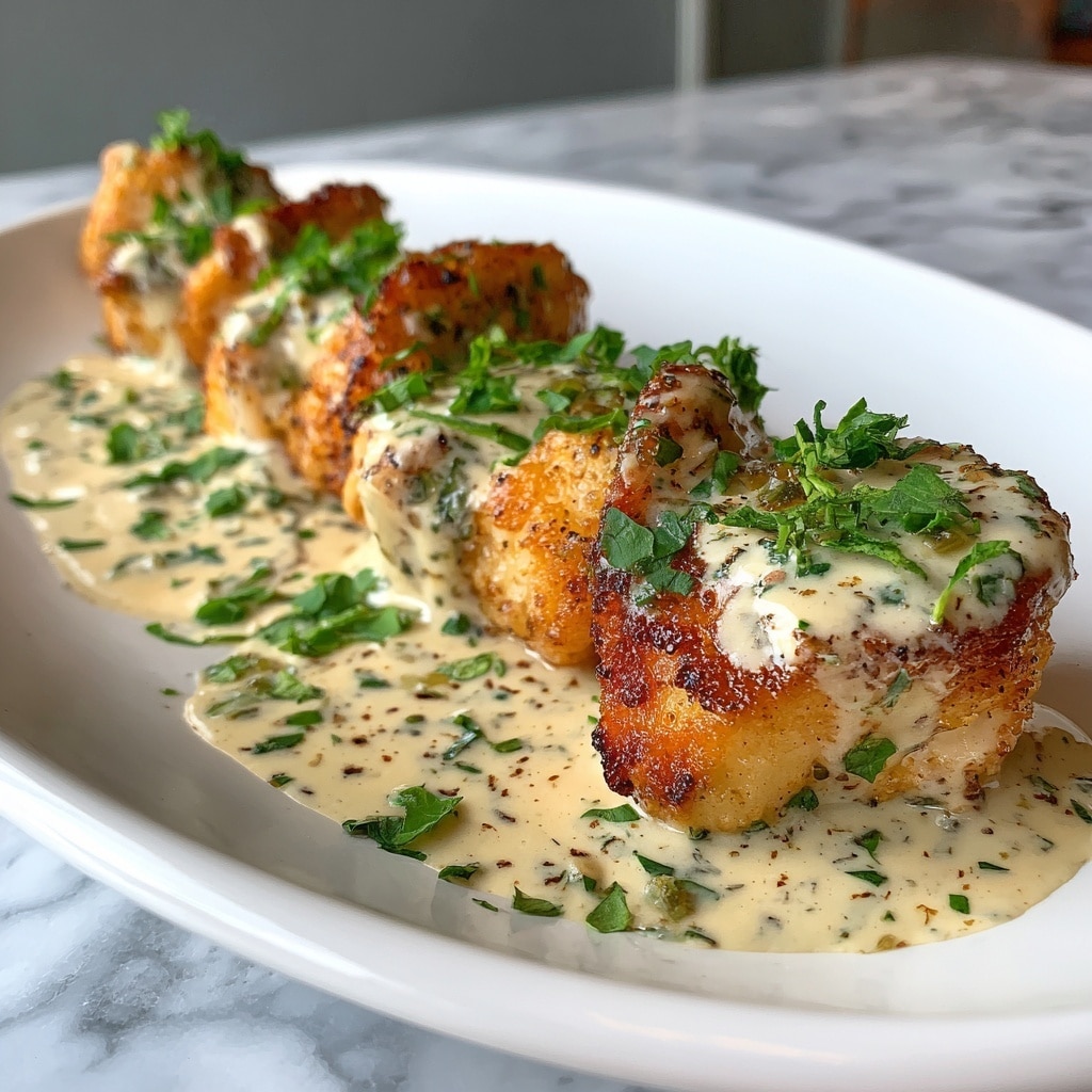 Parmesan-Crusted Chicken with Creamy Garlic Sauce Recipe - Recipe Image