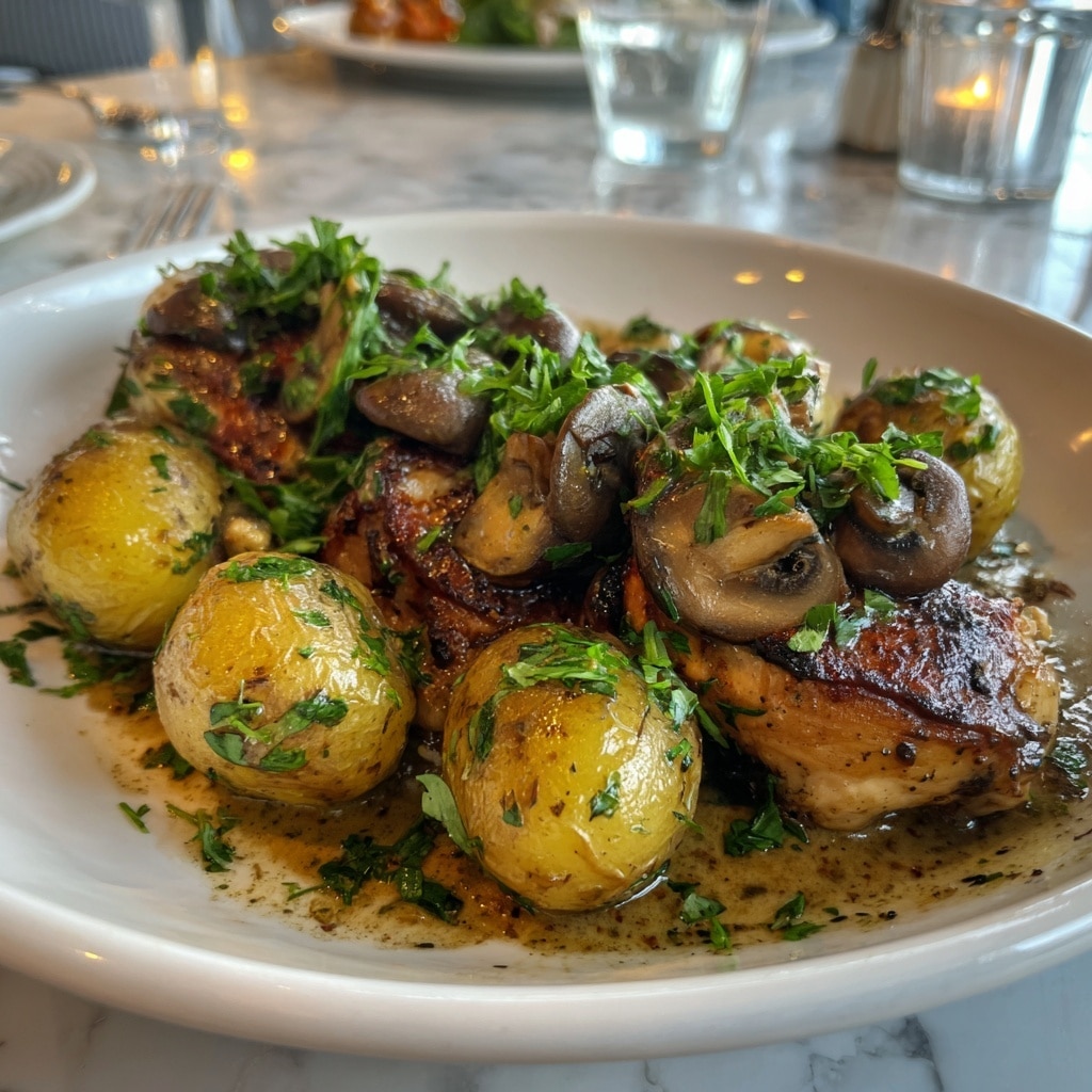 Savory Chicken with Mushrooms and Potatoes Recipe - Recipe Image