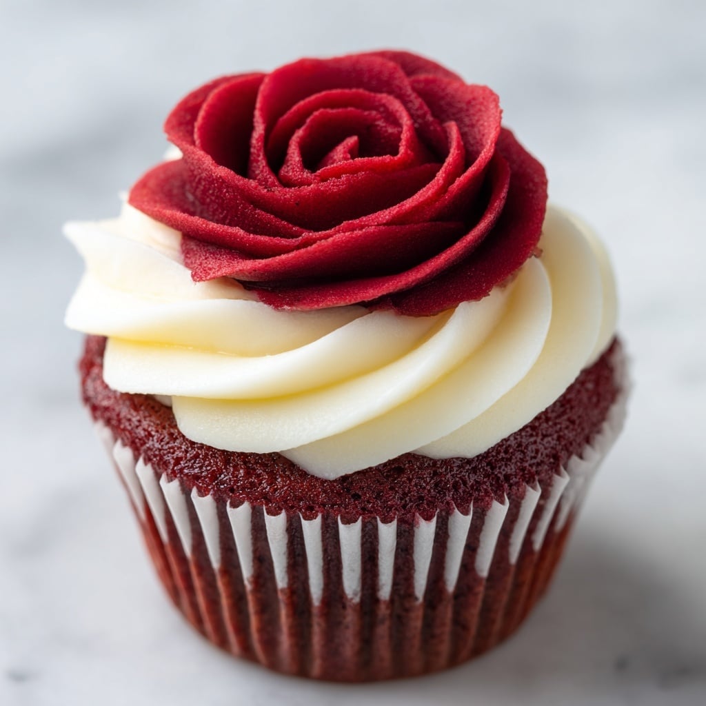 Rose Red Velvet Cupcakes with Cream Cheese Frosting Recipe - Recipe Image