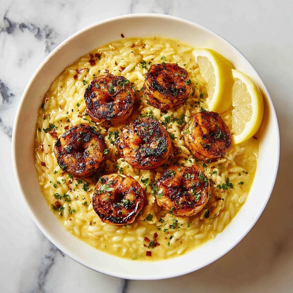 Shrimp Orzo with Lemon Garlic Sauce Recipe - Recipe Image