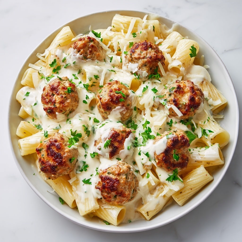 Garlic Sausage Alfredo Rigatoni Recipe - Recipe Image