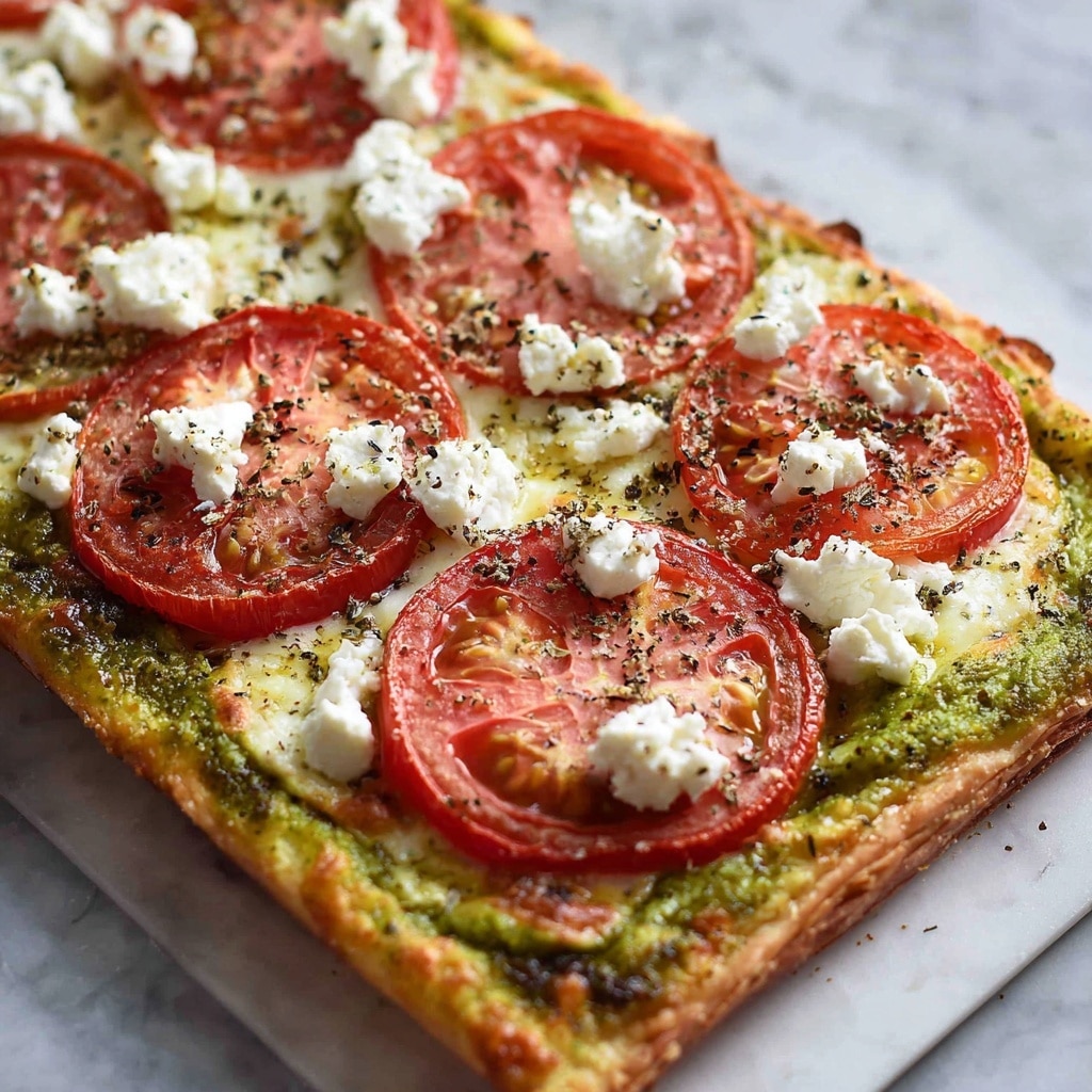 Pesto Caprese Puff Pastry Pizza Recipe - Recipe Image