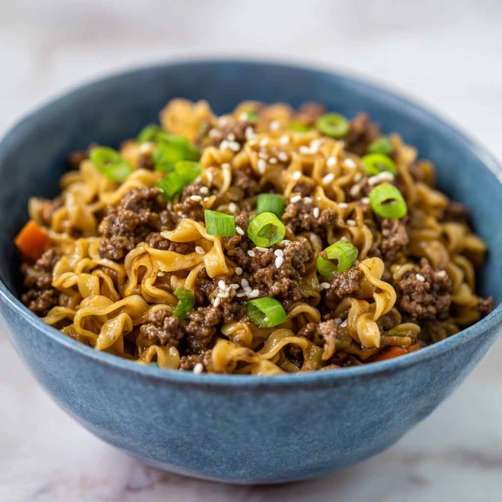 Mongolian Ground Beef Noodles Recipe - Recipe Image