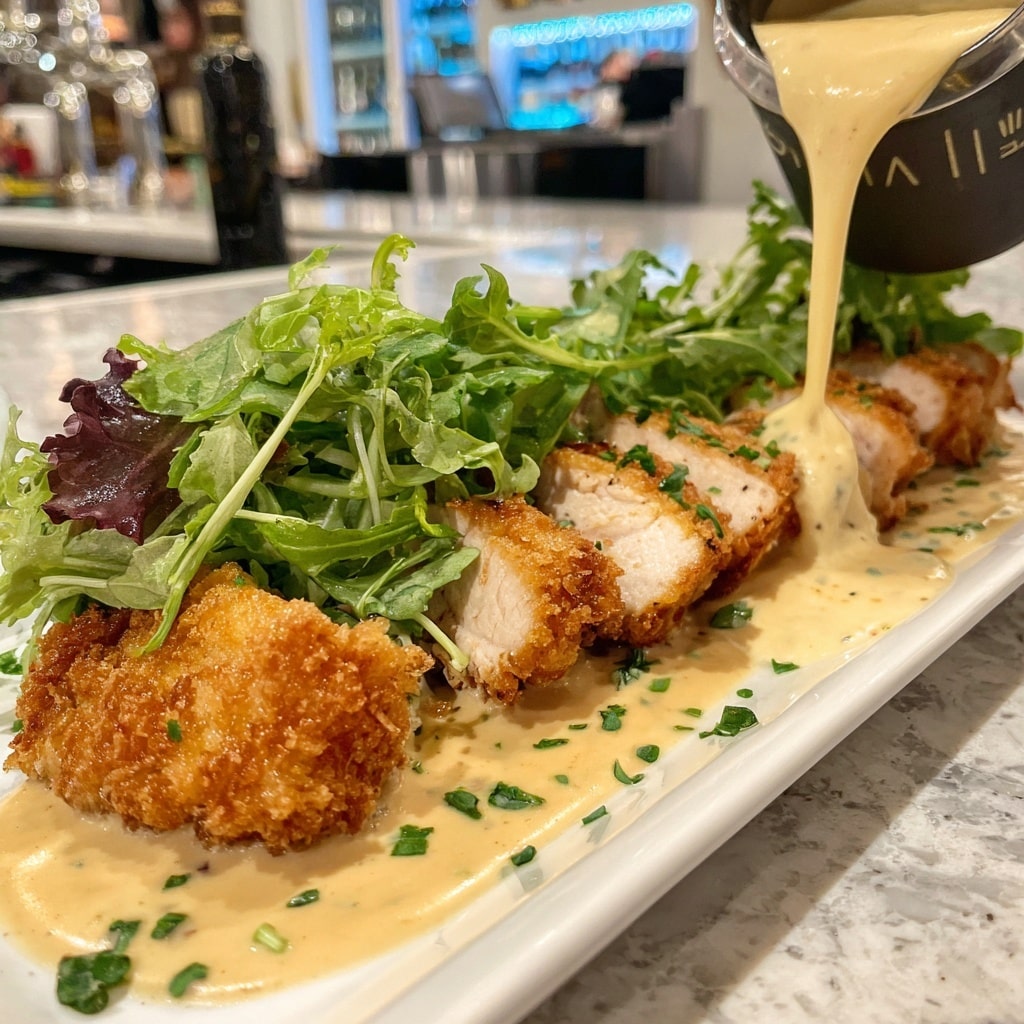 Parmesan-Crusted Chicken with Creamy Garlic Sauce Recipe - Recipe Image