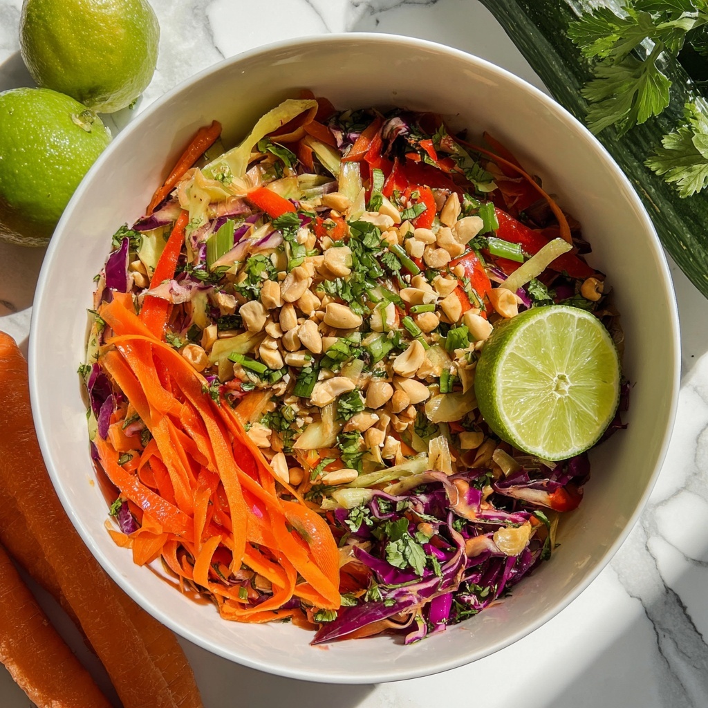 Thai-Inspired Crunchy Salad with Peanut Butter Ginger Sauce Recipe - Recipe Image