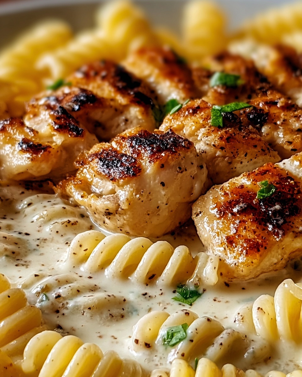 Creamy Garlic Butter Chicken & Rotini in Parmesan Sauce Recipe - Recipe Image