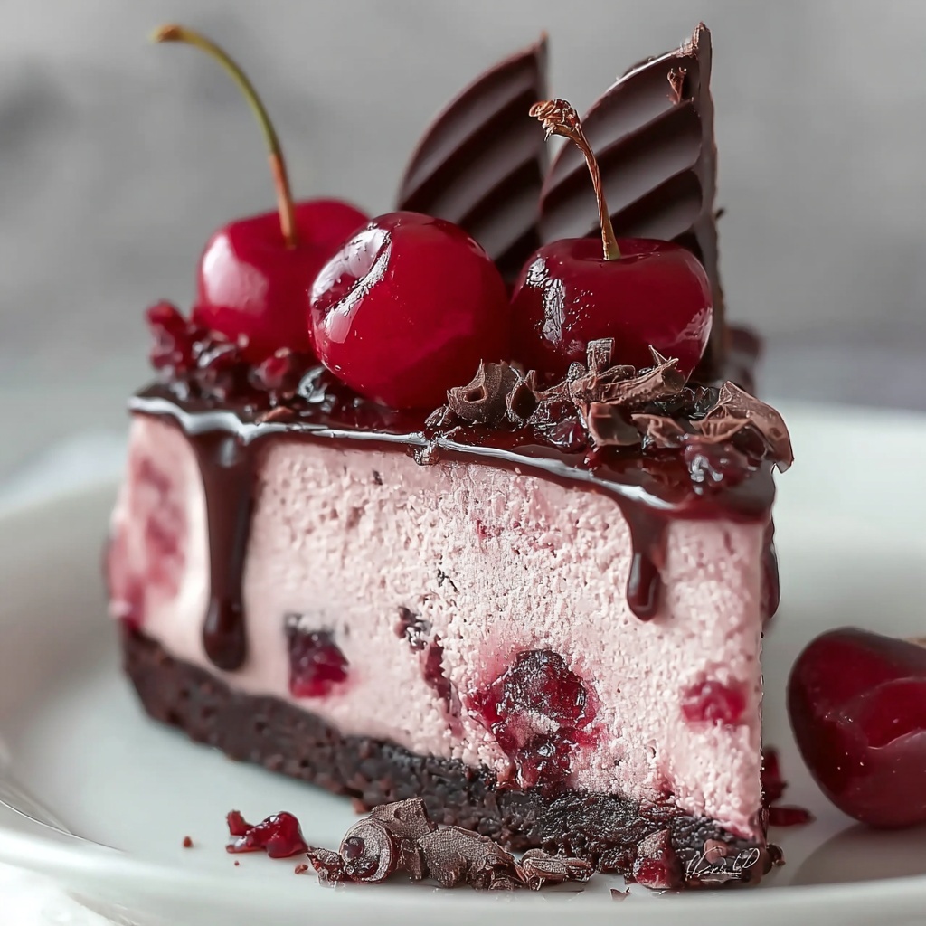Chocolate Cherry No-Bake Cheesecake Recipe - Recipe Image