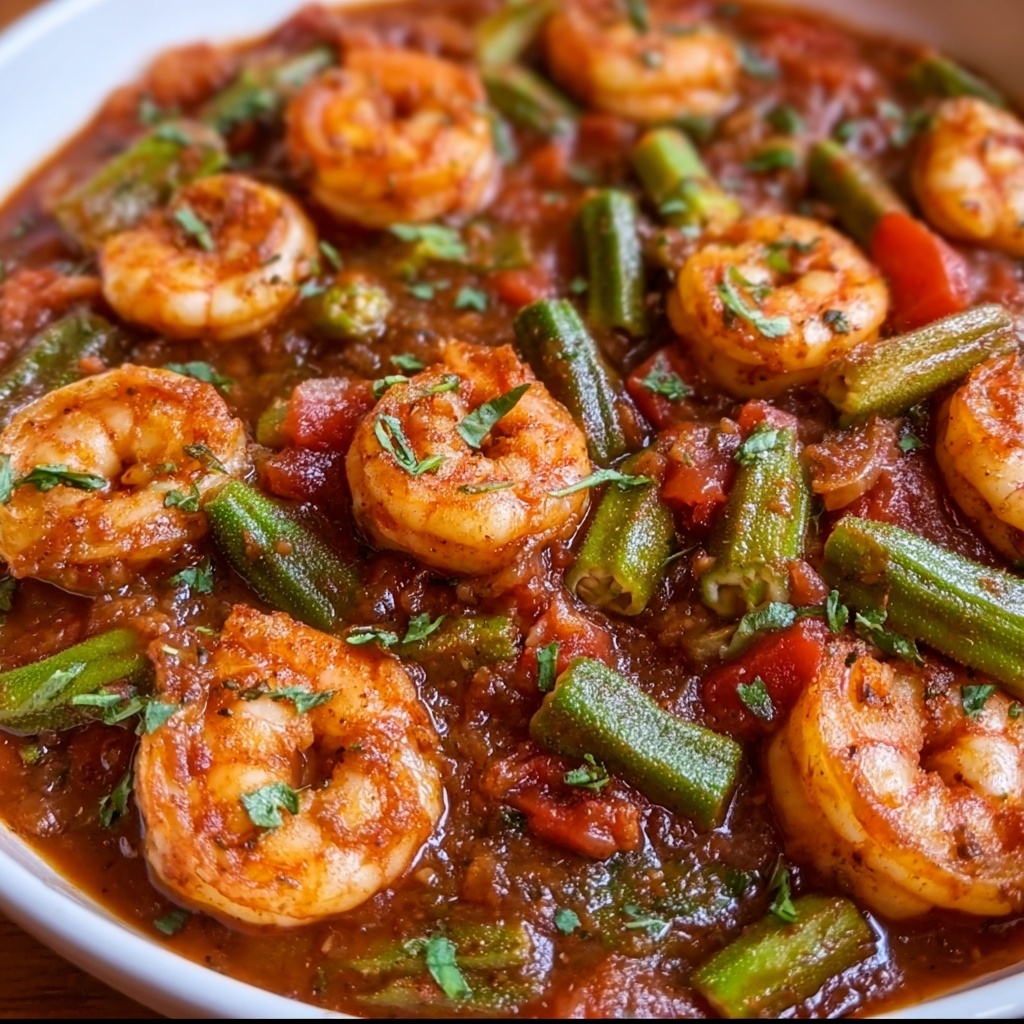 Smothered Okra with Shrimp Recipe - Recipe Image