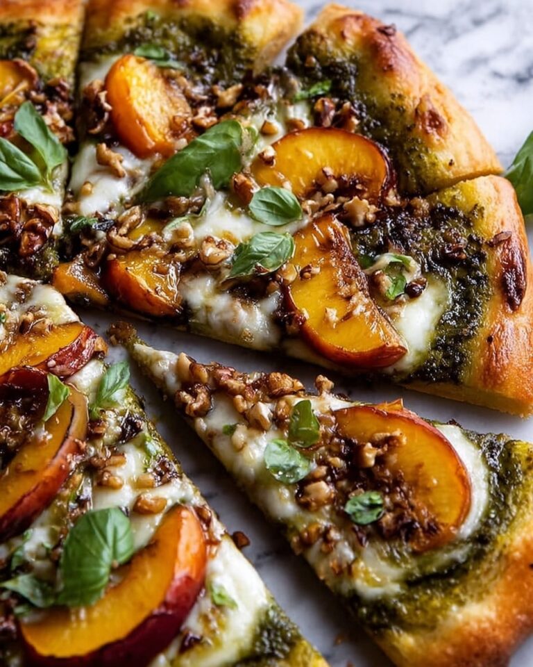 Toasted Walnut Pesto and Caramelized Nectarine Pizza with Spicy Balsamic Drizzle Recipe