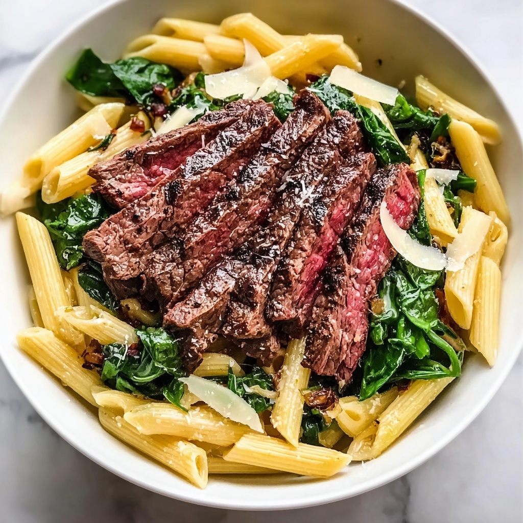 Steak Pasta with Creamy Garlic Sauce Recipe - Recipe Image