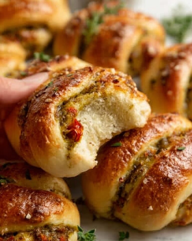 Festive Pesto Crescent Rolls with Cheesy Topping Recipe