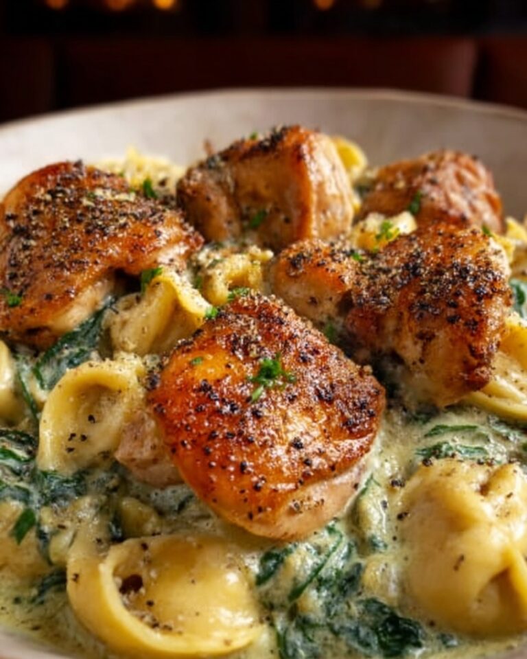 Cheesy Garlic Parmesan Chicken Tortellini with Spinach in Creamy Sauce Recipe