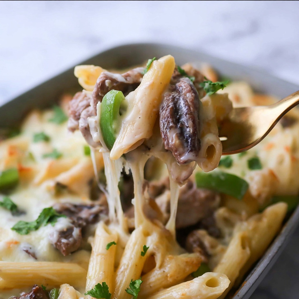 One Pot Philly Steak Pasta Recipe - Recipe Image