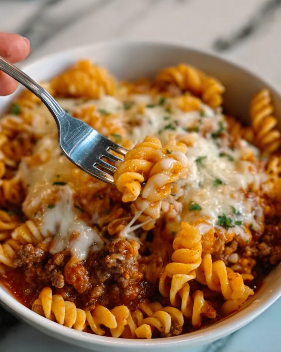 Ground Beef Casserole with Tomato, Pasta, and Cheddar Recipe - Recipe Image