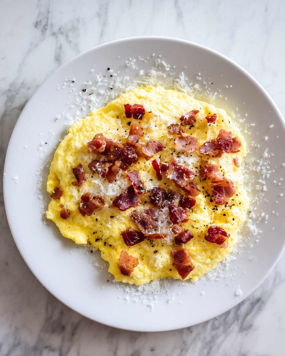 Silky Scrambled Eggs with Pancetta and Pecorino Recipe - Recipe Image