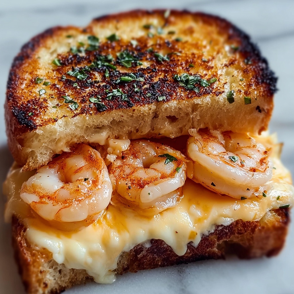 Shrimp Grilled Cheese with Garlic Bread Recipe - Recipe Image