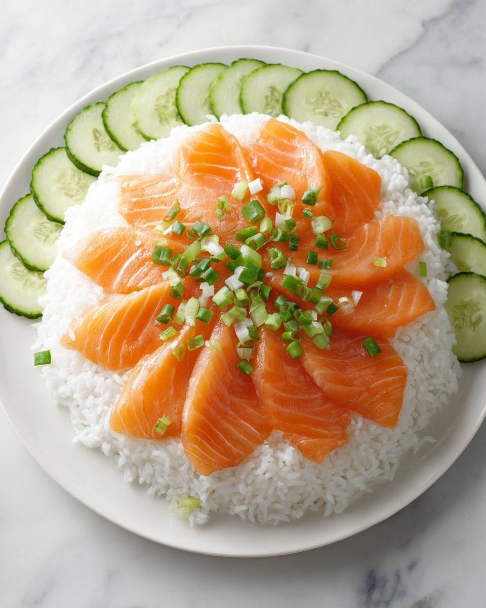 Crispy Rice Salmon Cucumber Salad with Creamy Asian Dressing Recipe - Recipe Image