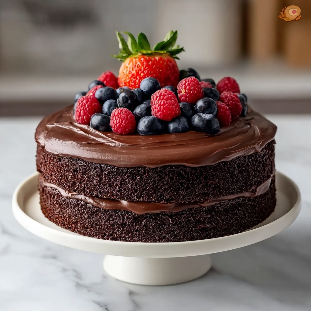 Small Chocolate Cake with Creamy Cocoa Frosting Recipe - Recipe Image