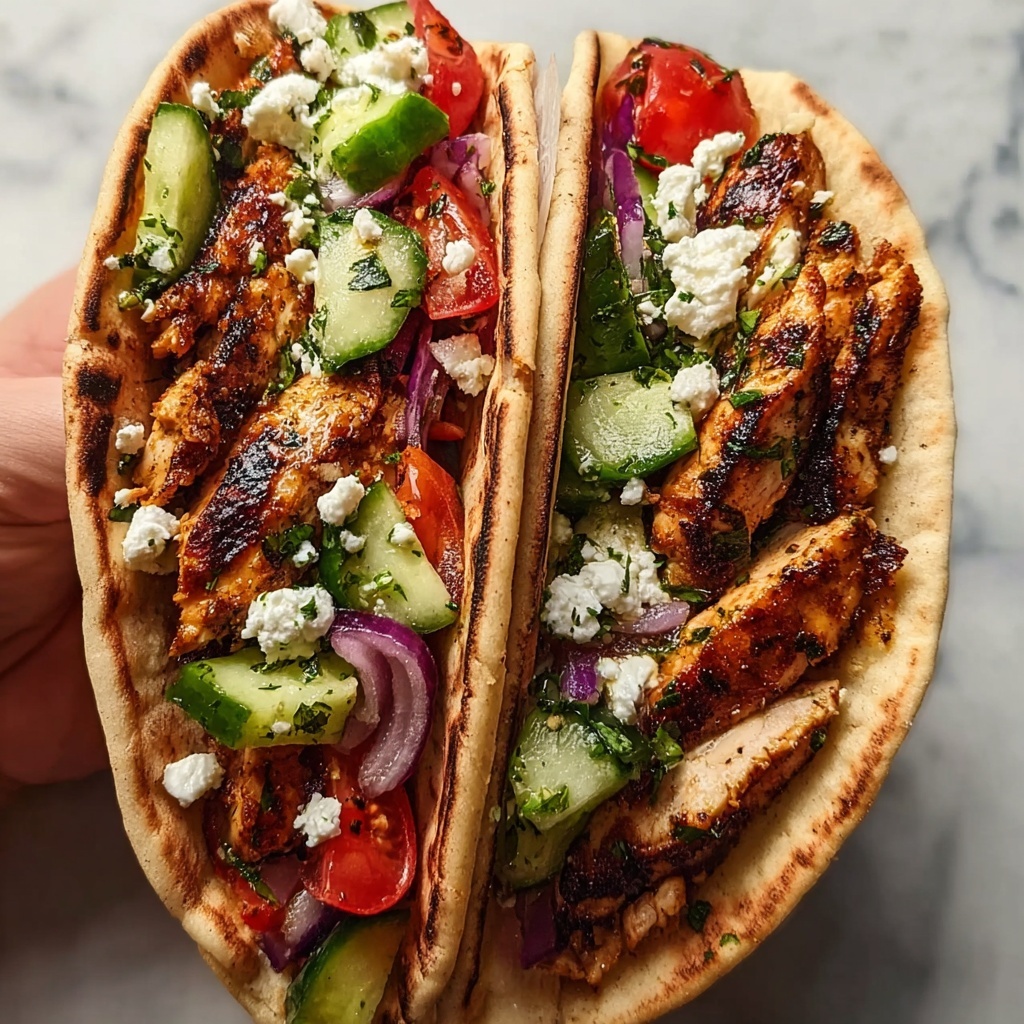 Greek Salad Pita Pockets with Grilled Chicken Recipe - Recipe Image