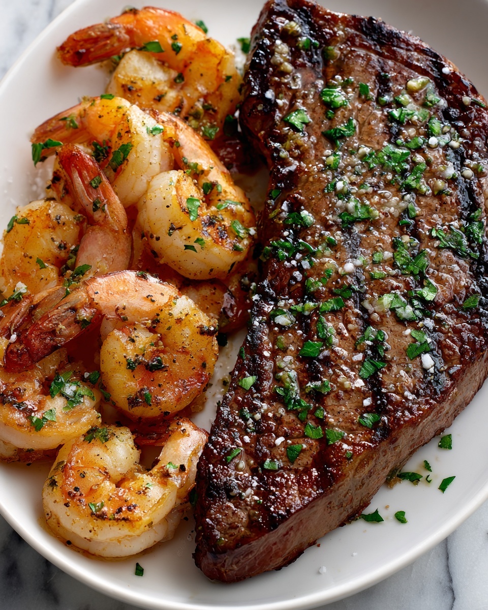 Garlic Butter Grilled Steak & Shrimp Recipe - Recipe Image