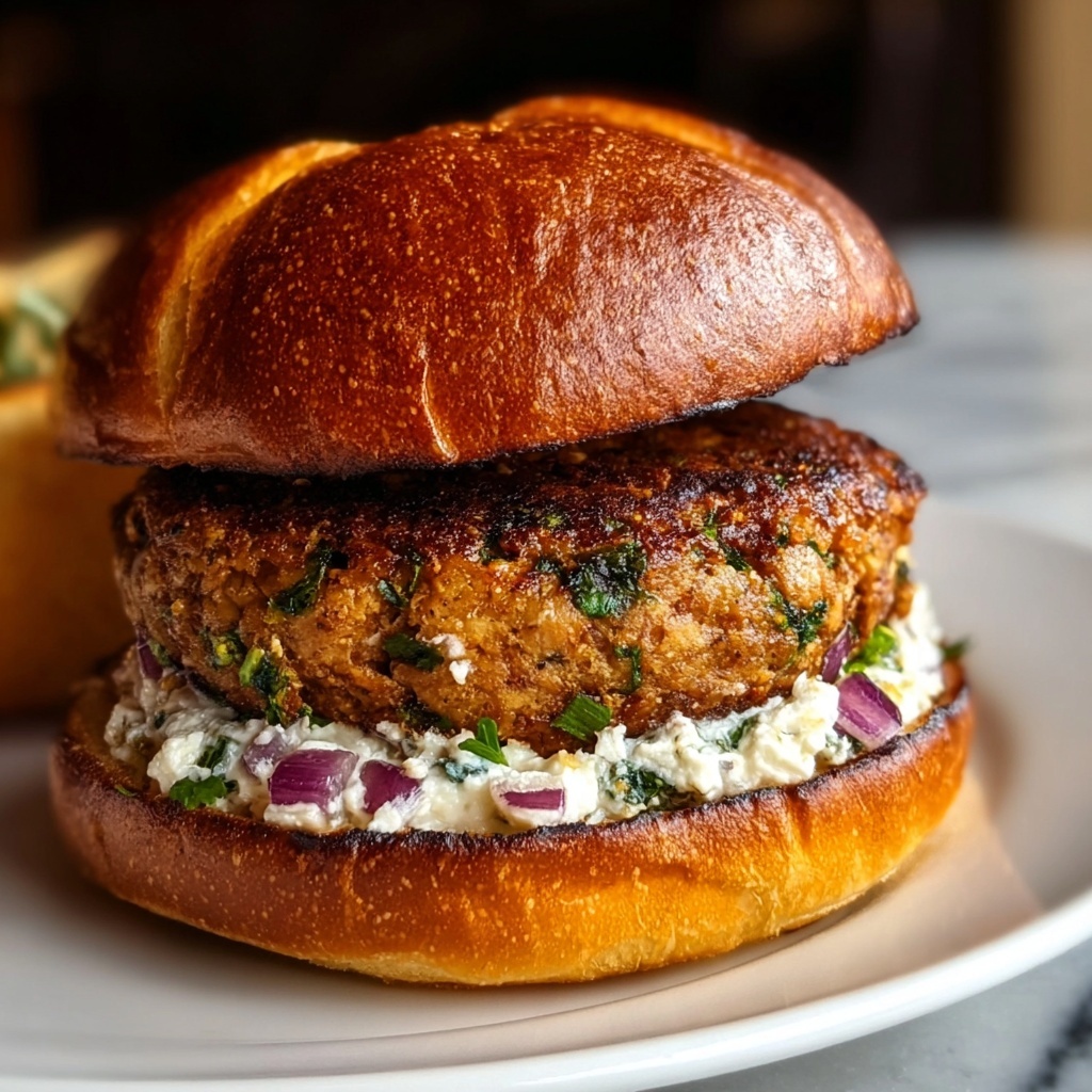 Greek Chicken Burgers with Feta and Tzatziki Recipe - Recipe Image