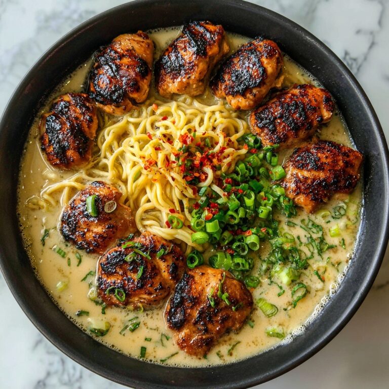 Fiery Chicken Ramen with Creamy Garlic Sauce Recipe