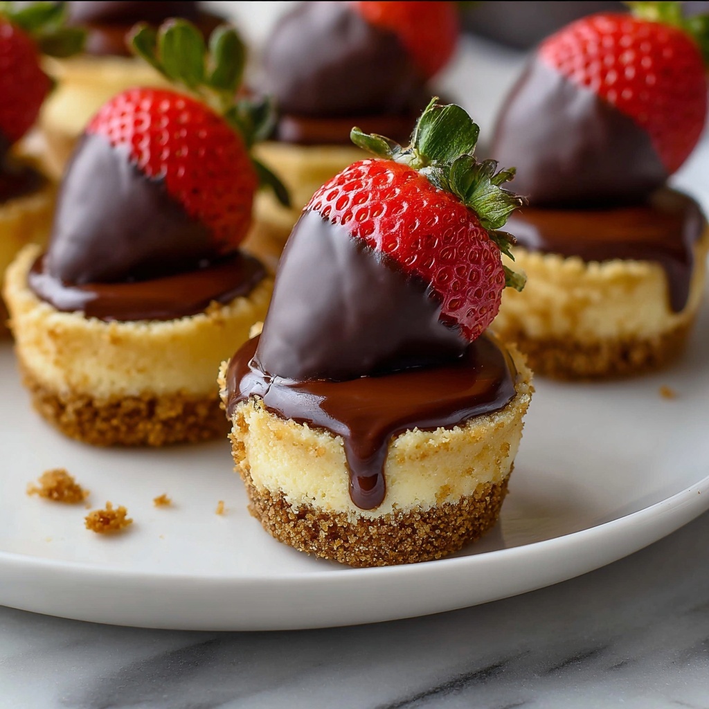 Chocolate-Dipped Strawberry Mini Cheesecakes Recipe - Recipe Image
