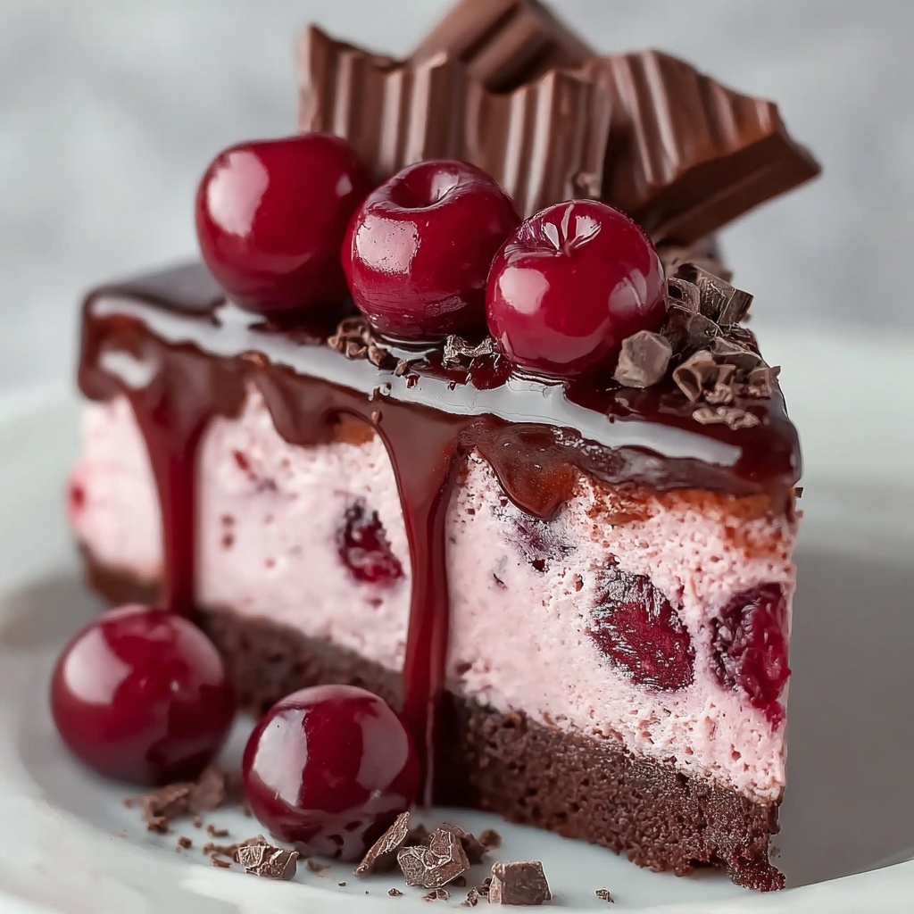 Chocolate Cherry No-Bake Cheesecake Recipe - Recipe Image