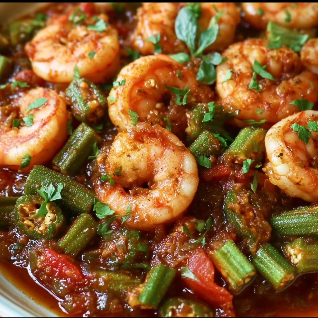 Smothered Okra with Shrimp Recipe - Recipe Image