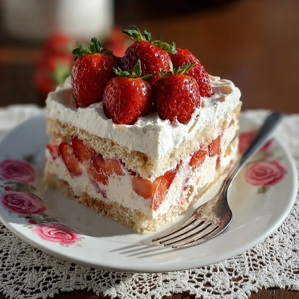 Strawberry Cream Cheese Icebox Cake Recipe - Recipe Image