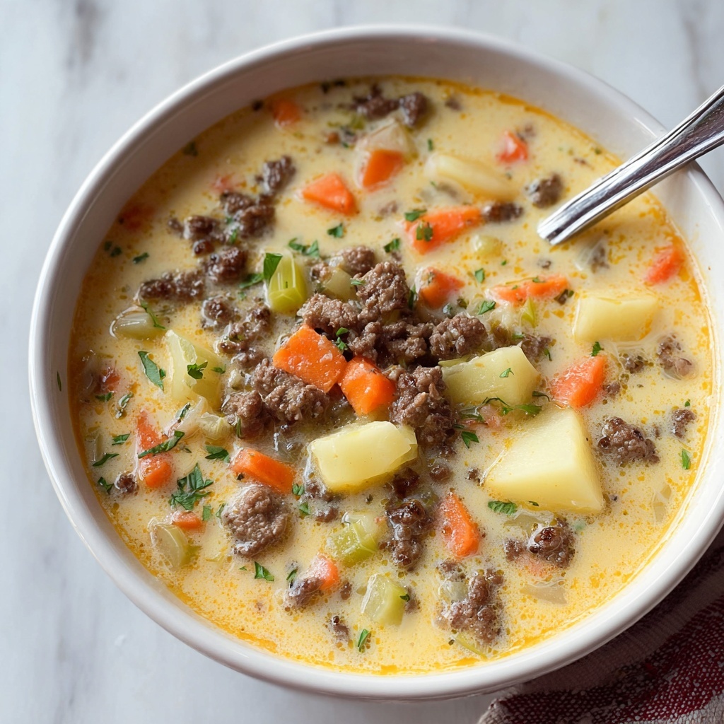 Easy Slow Cooker Cheeseburger Soup Recipe - Recipe Image