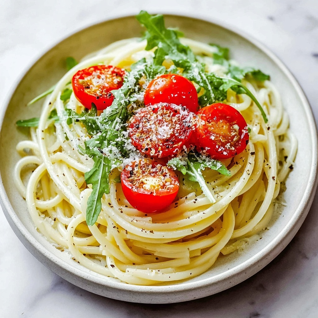 Creamy Avocado Pasta with Cherry Tomatoes and Arugula Recipe - Recipe Image