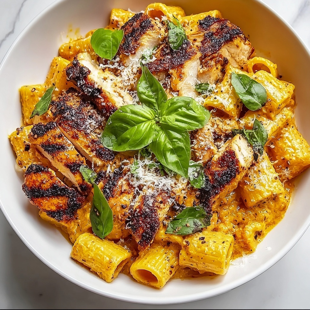 Burst Cherry Tomato Basil Chicken Rigatoni Recipe - Recipe Image