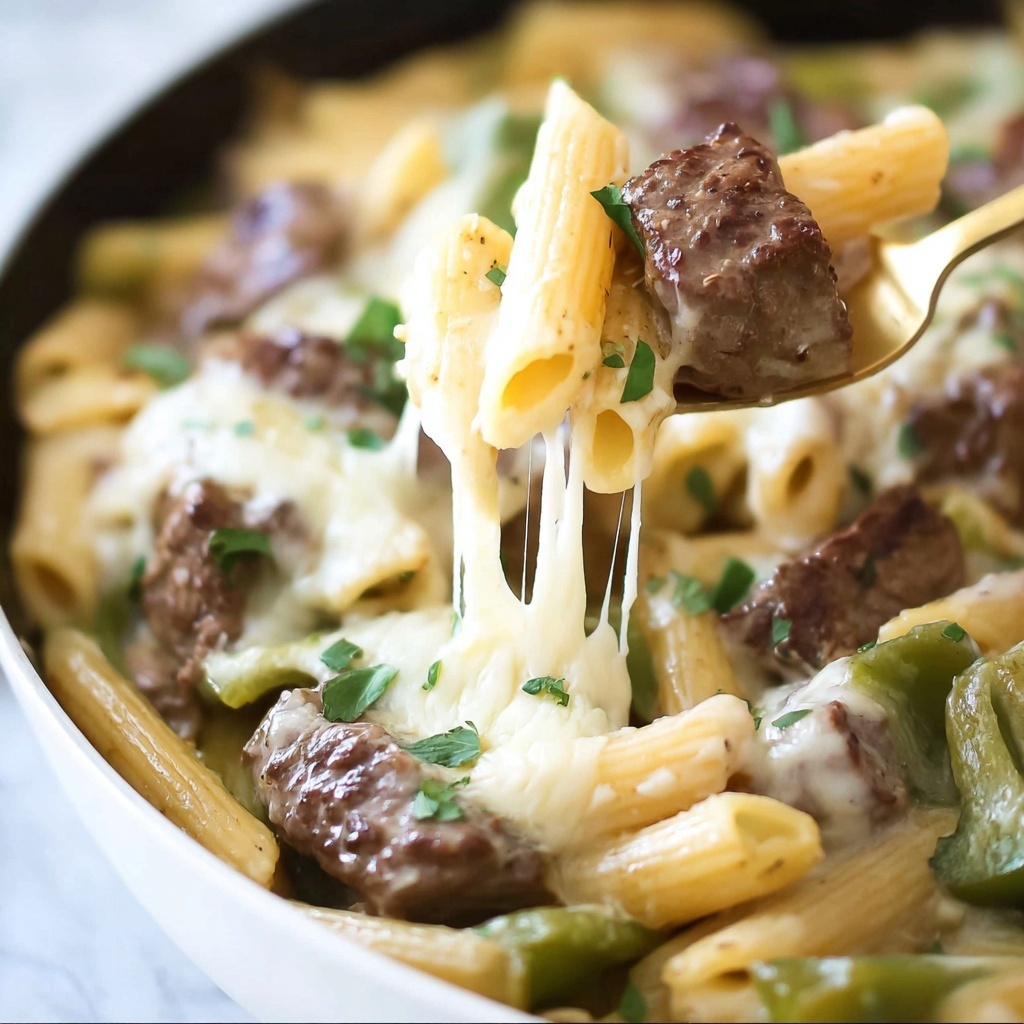 One Pot Philly Steak Pasta Recipe - Recipe Image