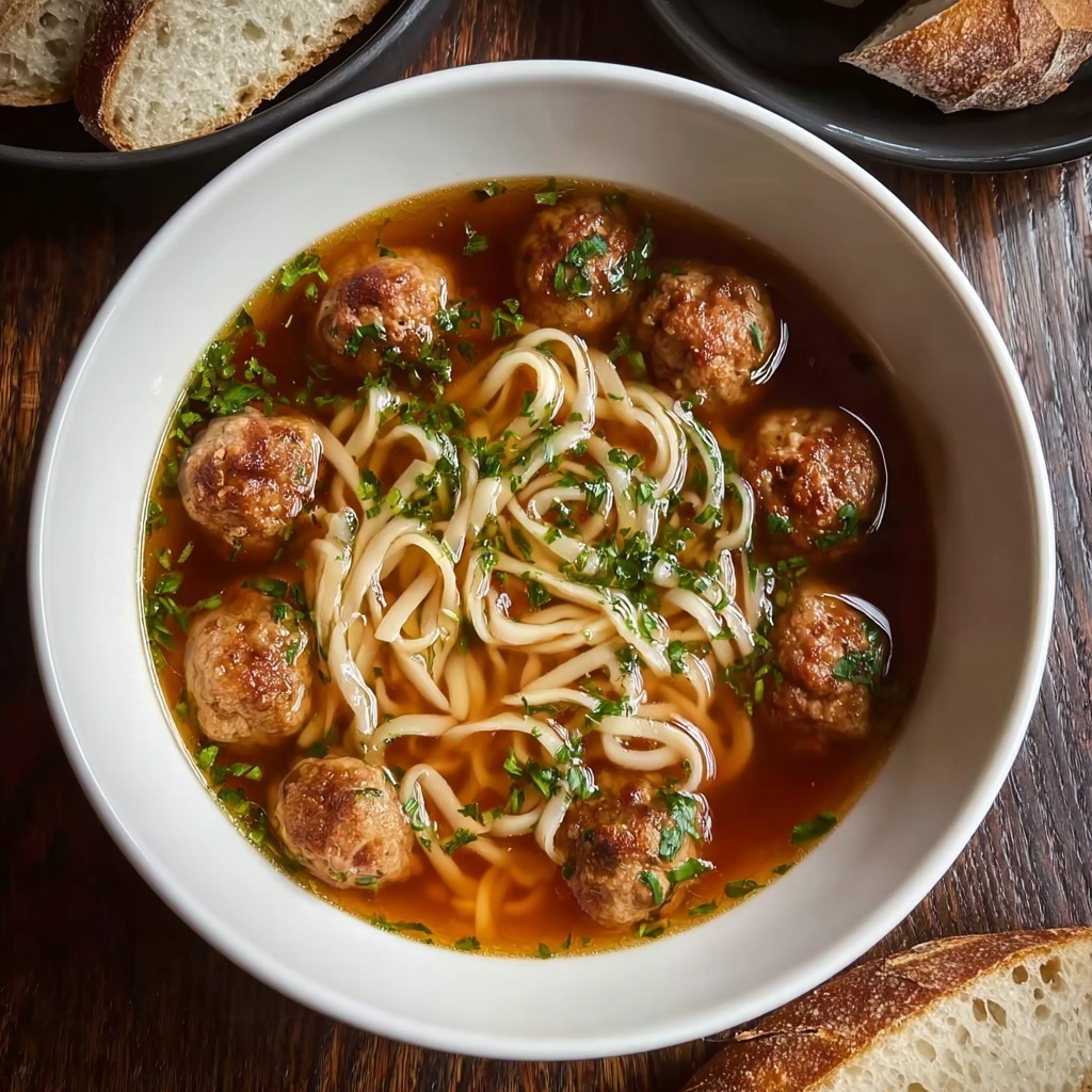 Easy Meatball Soup with Noodles Recipe - Recipe Image