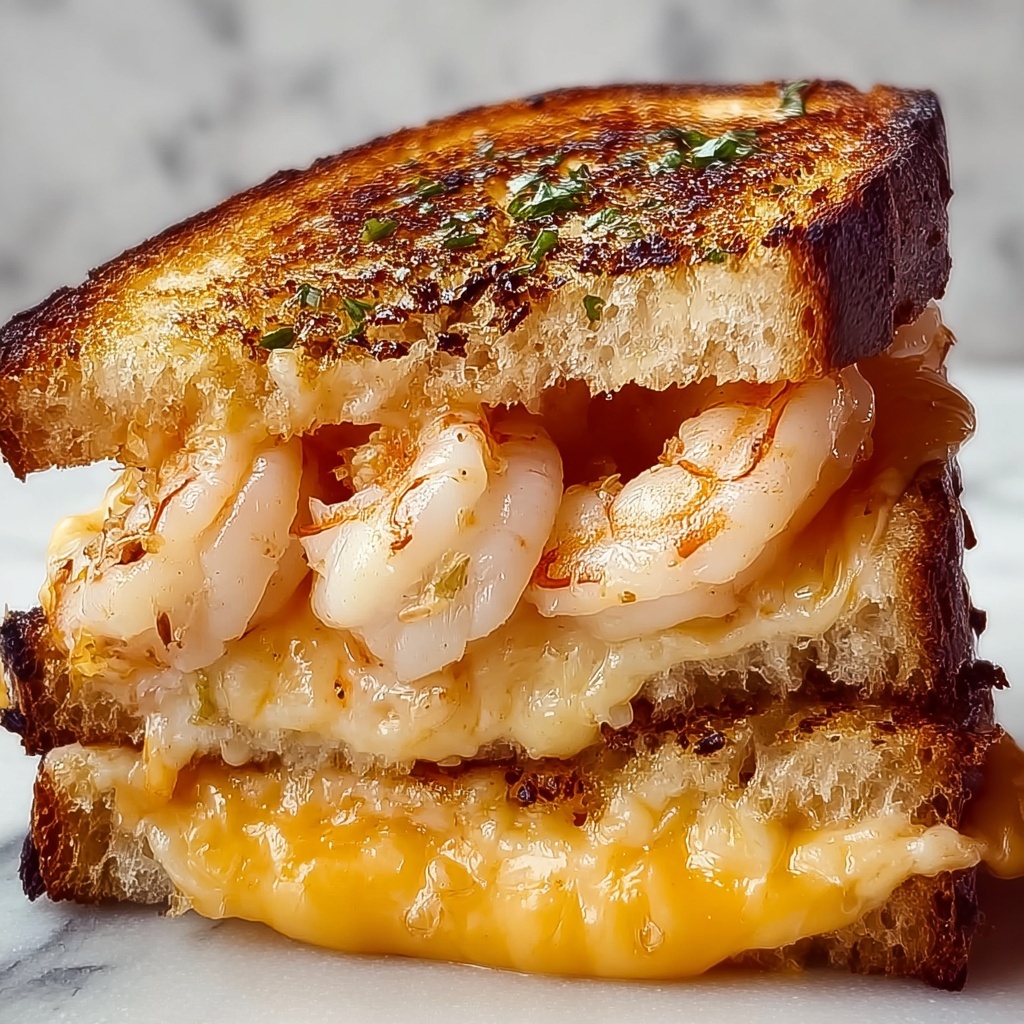 Shrimp Grilled Cheese with Garlic Bread Recipe - Recipe Image