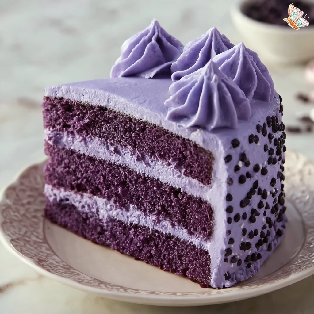 Ube Cake with Fluffy Ube Frosting Recipe - Recipe Image