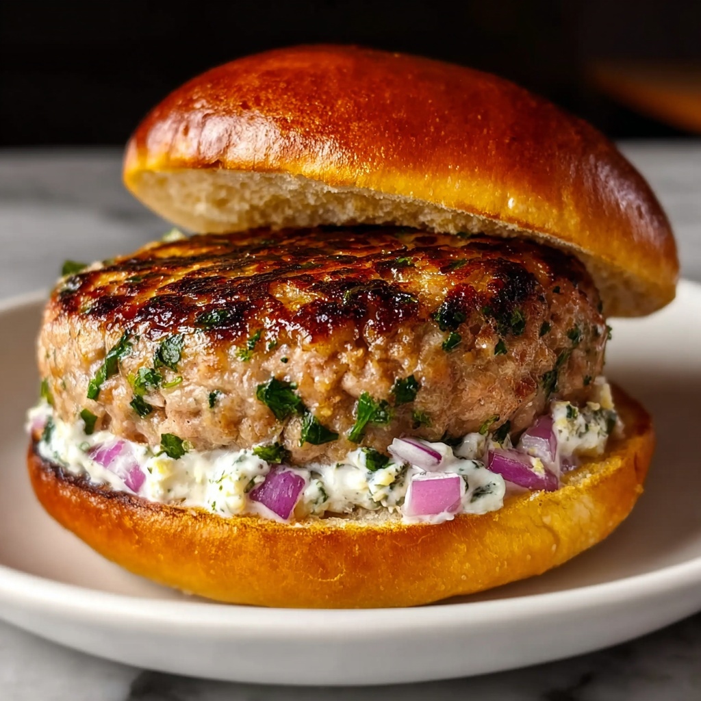 Greek Chicken Burgers with Feta and Tzatziki Recipe - Recipe Image