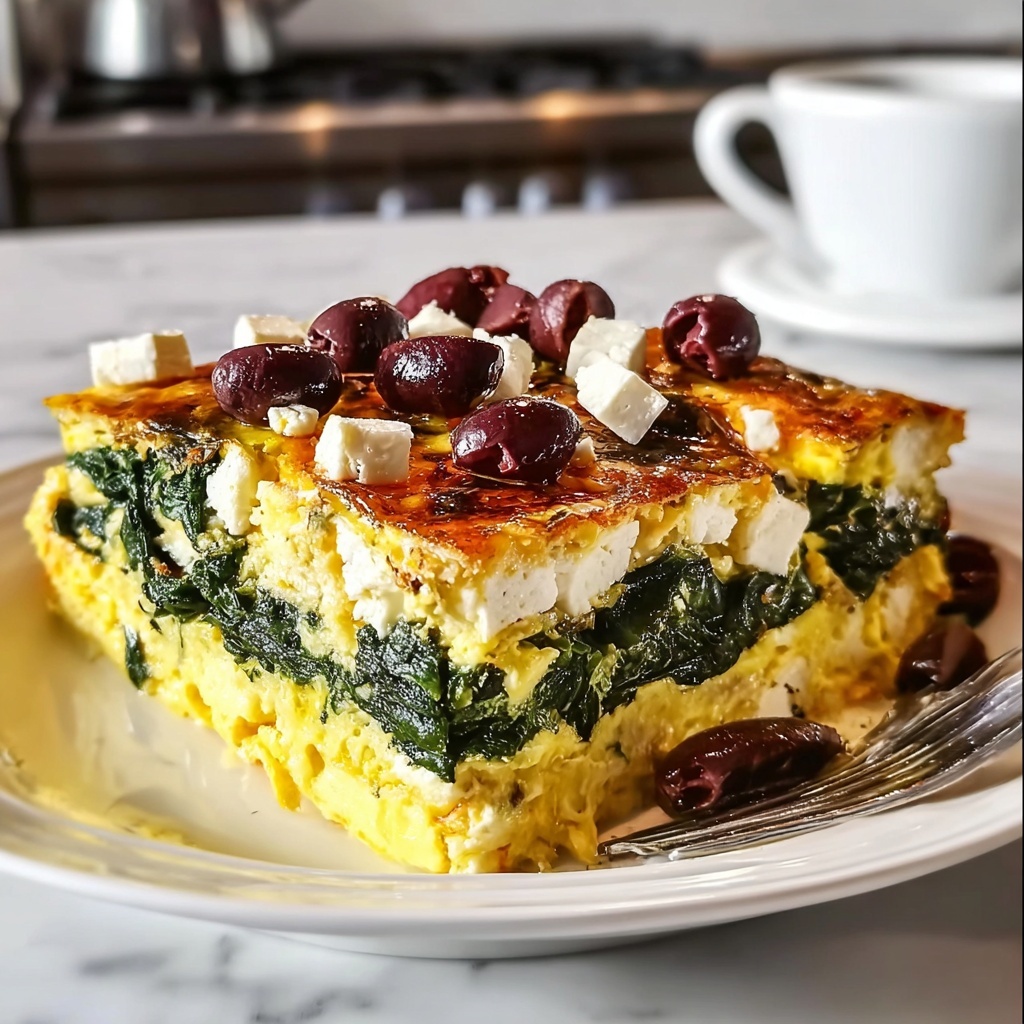 Greek Egg Casserole with Feta, Olives, and Spinach Recipe - Recipe Image
