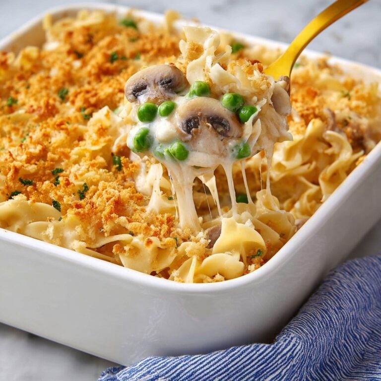 Creamy Tuna Noodle Casserole with Cheddar and Panko Topping Recipe