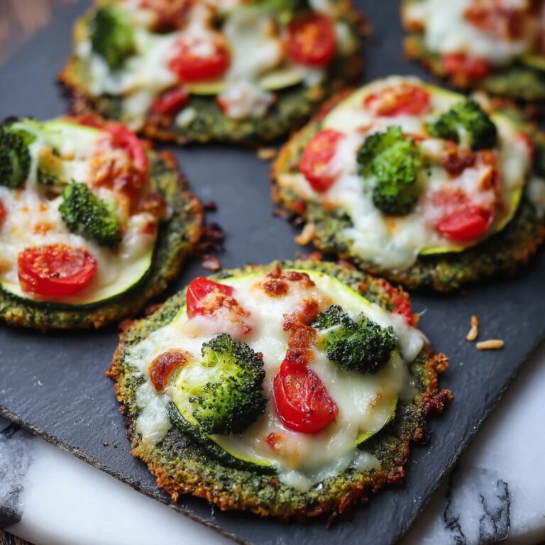 Mini Veggie Pizzas with Broccoli Crust Recipe