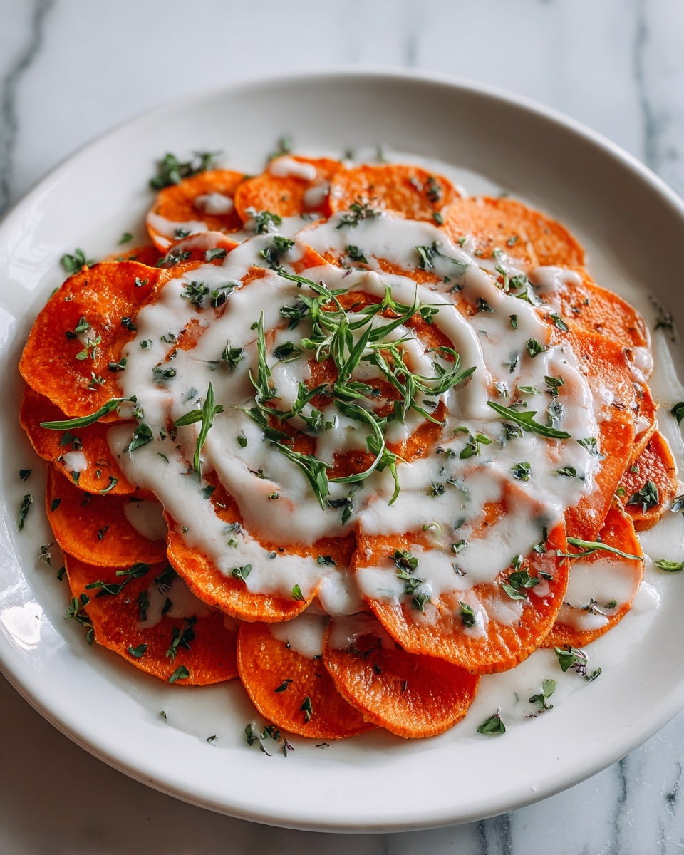 Heirloom Carrot and Whipped Ricotta Tart with Basil Pesto and Pistachio Garnish Recipe - Recipe Image