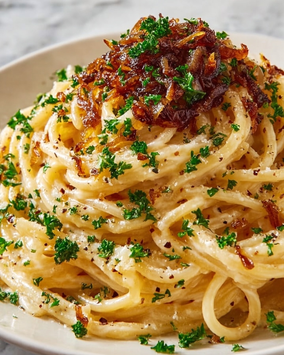Vegan Caramelized Onion Pasta Recipe - Recipe Image
